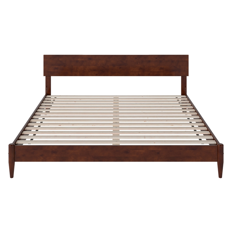 Aria King Solid Wood Modern Low Profile Platform Bed in Walnut