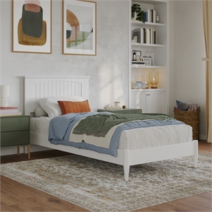 Naples Twin XL Wood Low Profile Platform Bed in White