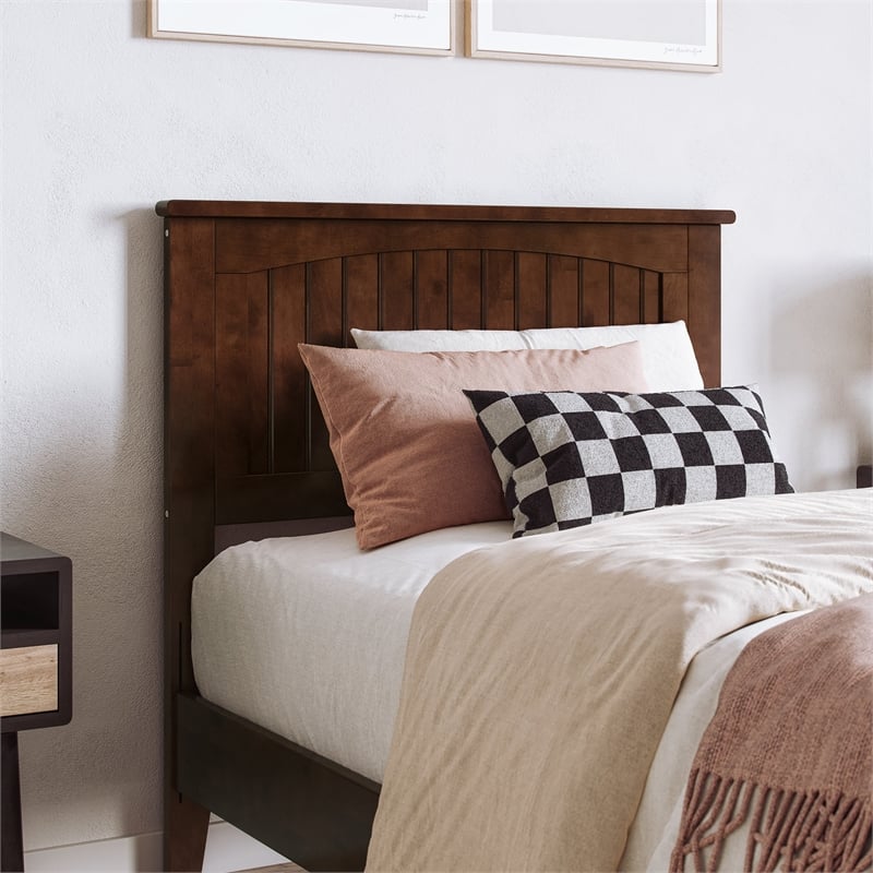 Naples Twin XL Wood Low Profile Platform Bed in Walnut