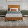 Naples Twin XL Wood Low Profile Platform Bed in Light Toffee