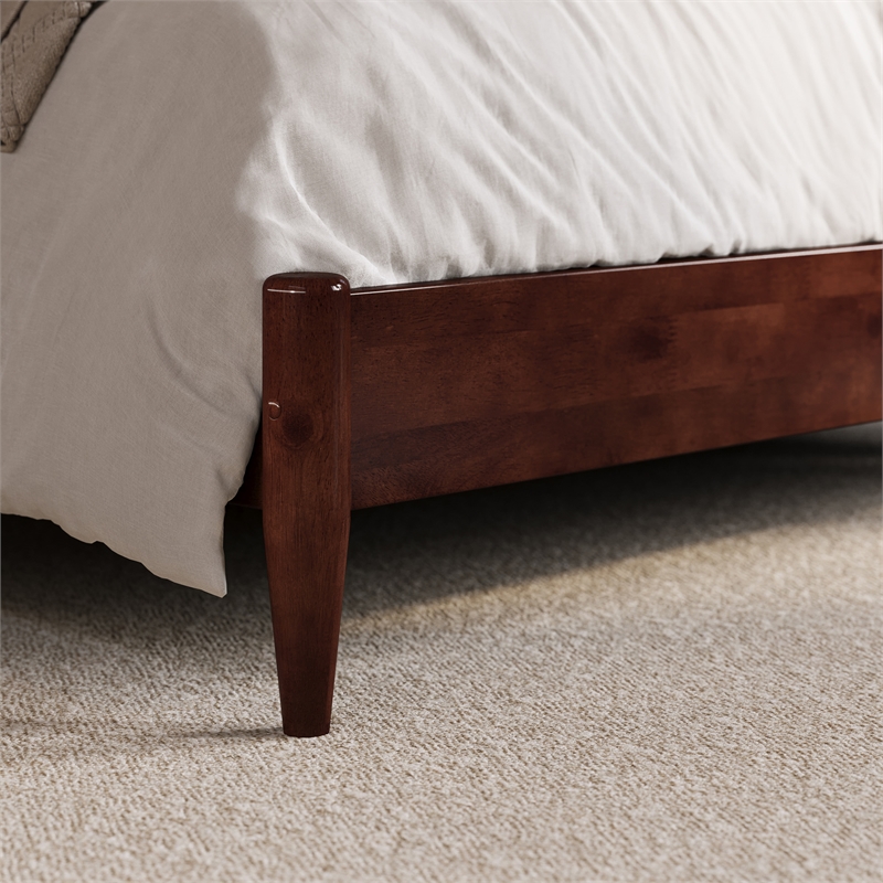 Naples Queen Wood Low Profile Platform Bed in Walnut