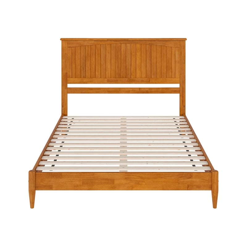 Naples Queen Wood Low Profile Platform Bed in Light Toffee