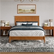 Naples Queen Wood Low Profile Platform Bed in Light Toffee