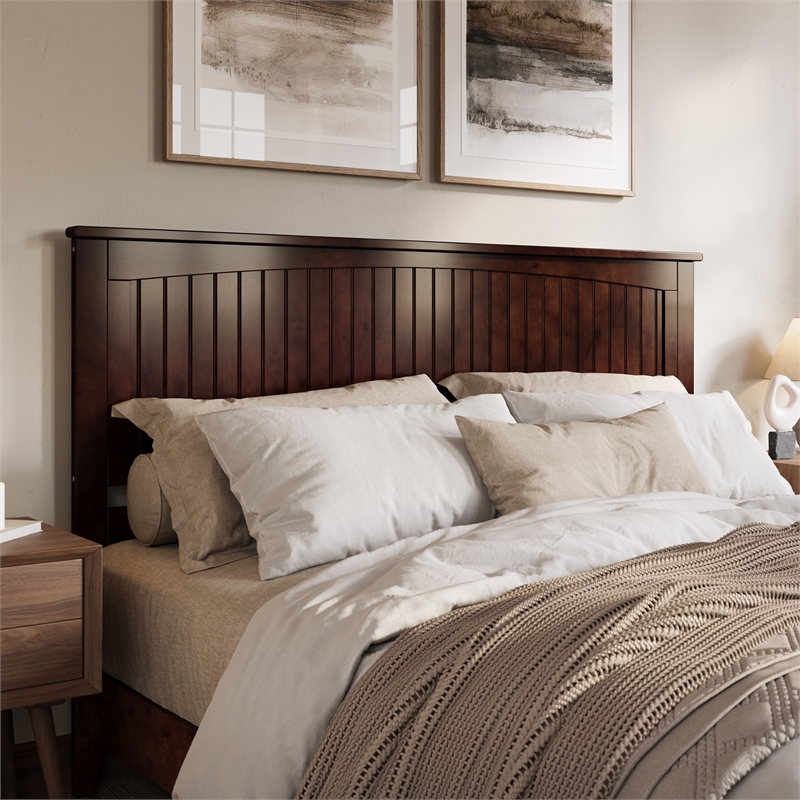 Naples King Wood Low Profile Platform Bed in Walnut