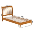 AFI Orleans Twin XL Solid Wood Low Profile Sleigh Platform Bed in Light Toffee
