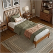 AFI Orleans Twin XL Solid Wood Low Profile Sleigh Platform Bed in Light Toffee