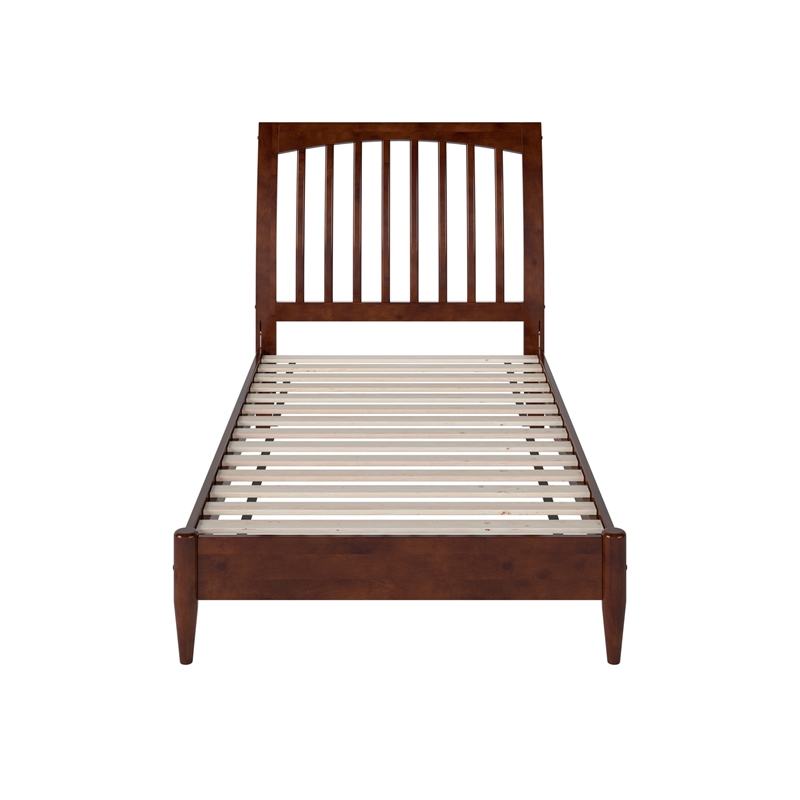 Orleans Twin Solid Wood Low Profile Sleigh Platform Bed in Walnut