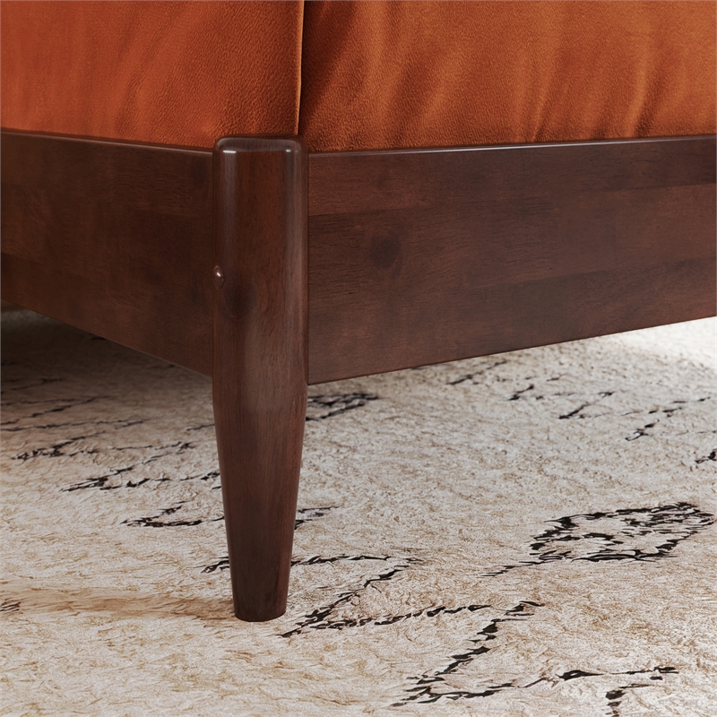 Orleans Twin Solid Wood Low Profile Sleigh Platform Bed in Walnut