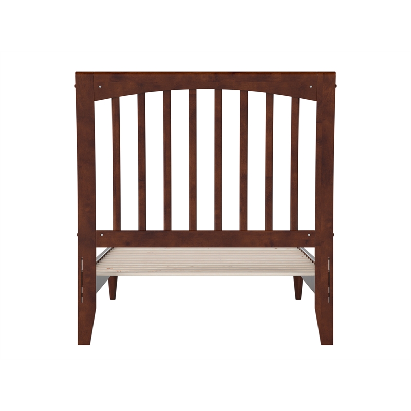 Orleans Twin Solid Wood Low Profile Sleigh Platform Bed in Walnut