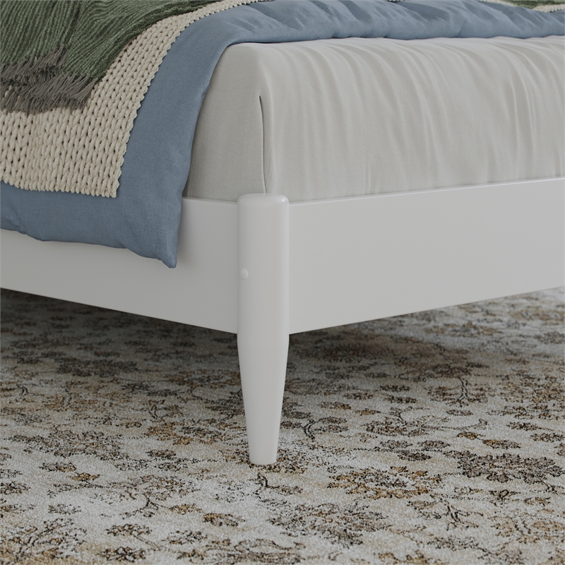 Charlotte Twin XL Solid Wood Low Profile Platform Bed in White