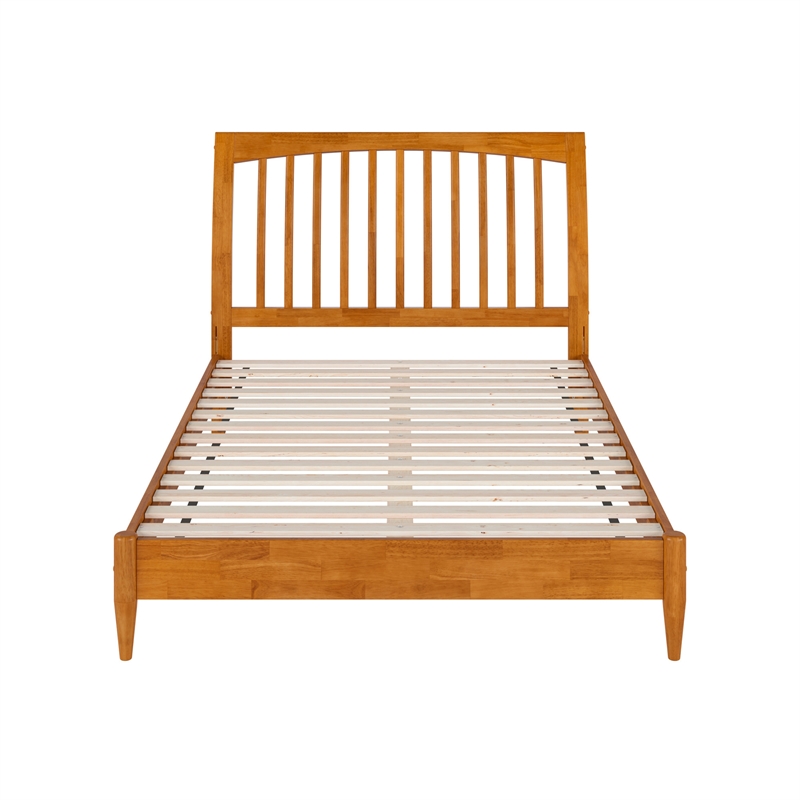 AFI Orleans Full Solid Wood Low Profile Sleigh Platform Bed in Light Toffee