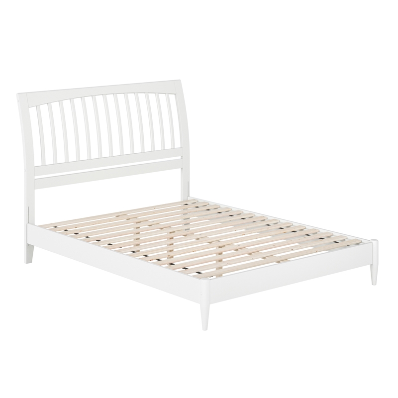 AFI Orleans Solid Wood Low Profile Sleigh Queen Platform Bed in White