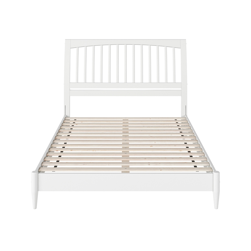 AFI Orleans Solid Wood Low Profile Sleigh Queen Platform Bed in White