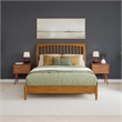 AFI Orleans Solid Wood Low Profile Sleigh Queen Platform Bed in Light Toffee
