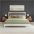 AFI Orleans Solid Wood Low Profile Sleigh King Platform Bed in White