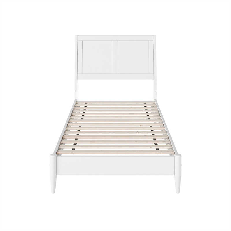 Valencia Twin XL Solid Wood Low Profile Sleigh Platform Bed in White