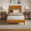 Valencia Twin XL Solid Wood Low Profile Sleigh Platform Bed in Light Toffee