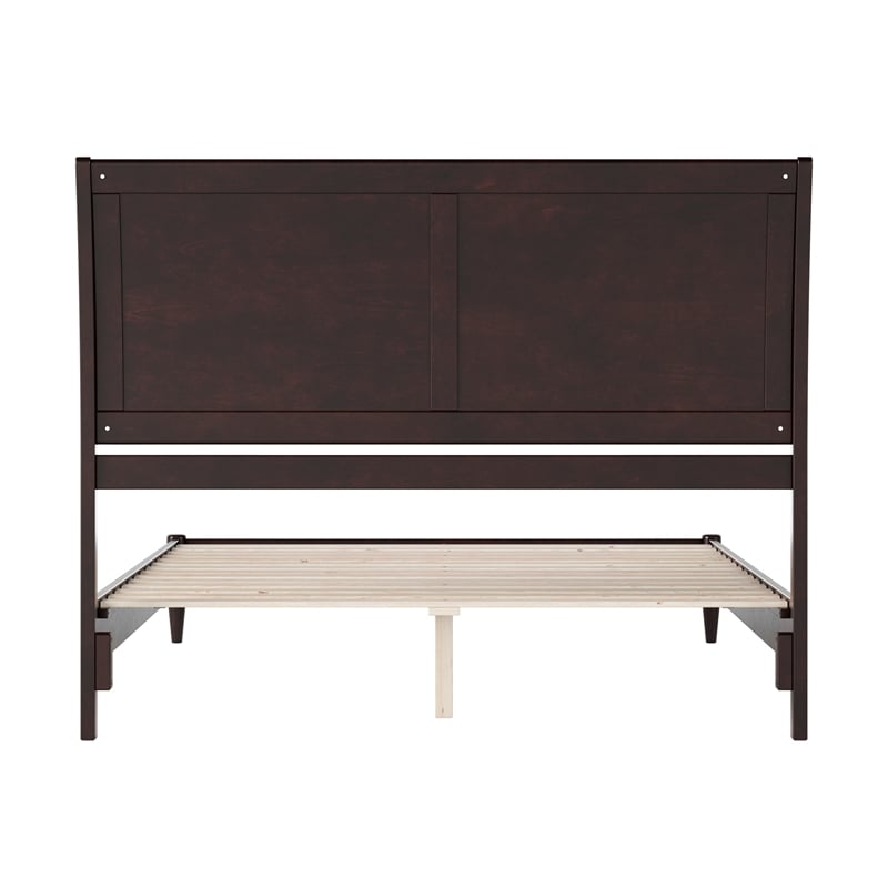 Valencia Queen Solid Wood Low Profile Sleigh Platform Bed in Espresso