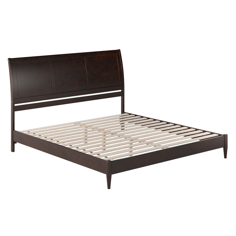 Valencia King Solid Wood Low Profile Sleigh Platform Bed in Espresso