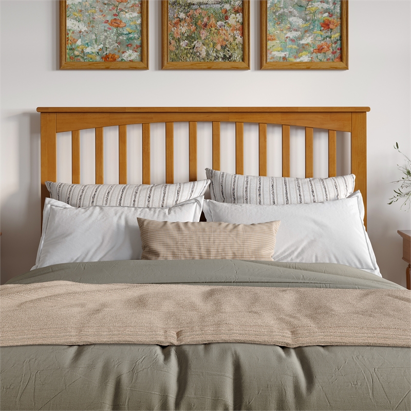 Mission Queen Wood Headboard in Light Toffee