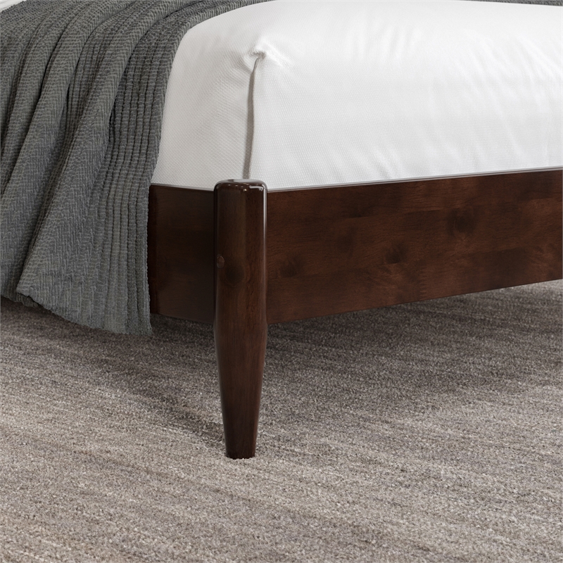 Becket Twin XL Wood Low Profile Platform Bed in Walnut