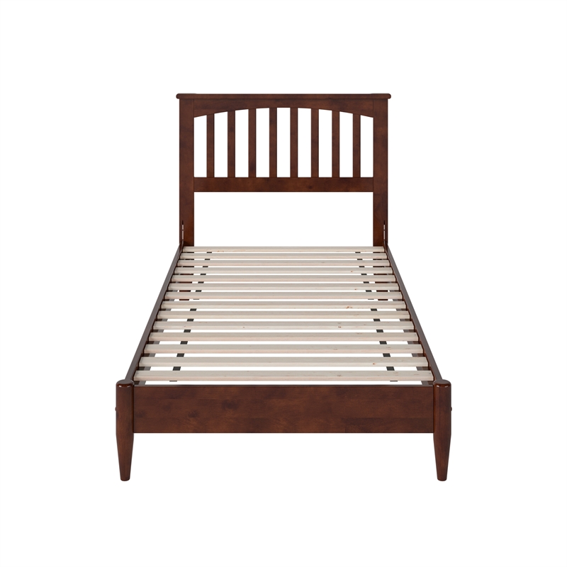 Becket Twin XL Wood Low Profile Platform Bed in Walnut