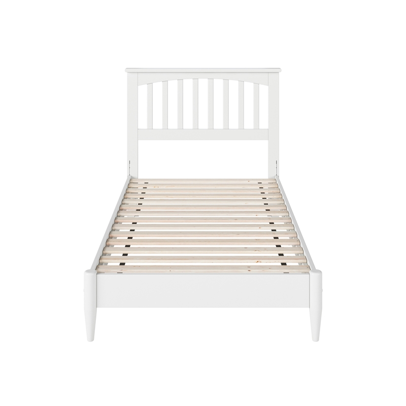 Becket Twin Wood Low Profile Platform Bed in White