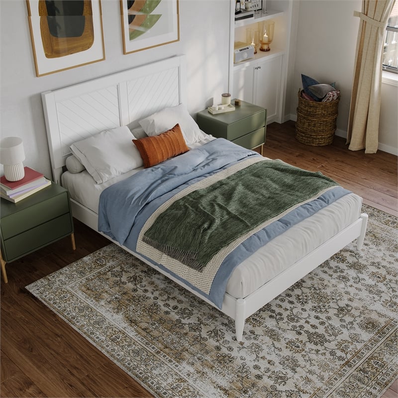 Berkshire Full Wood Low Profile Platform Bed in White