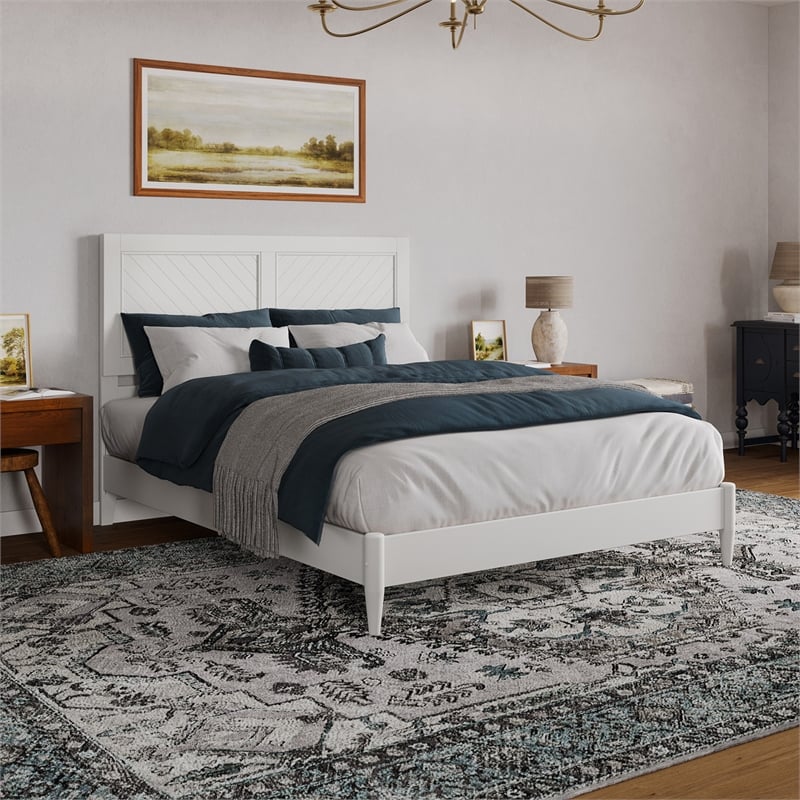 Berkshire Queen Wood Low Profile Platform Bed in White