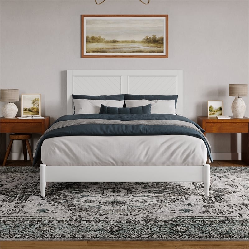 Berkshire Queen Wood Low Profile Platform Bed in White