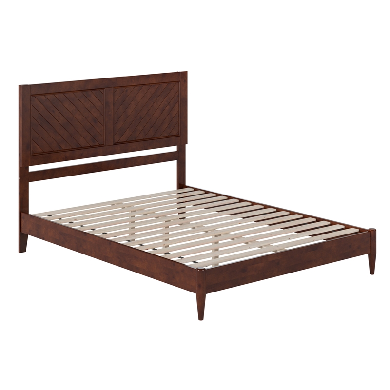 Berkshire Queen Wood Low Profile Platform Bed in Walnut