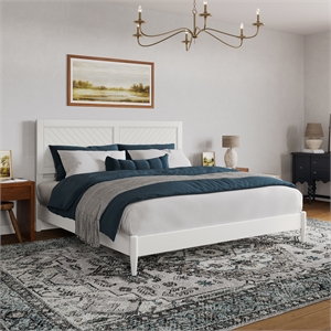 Berkshire King Wood Low Profile Platform Bed in White