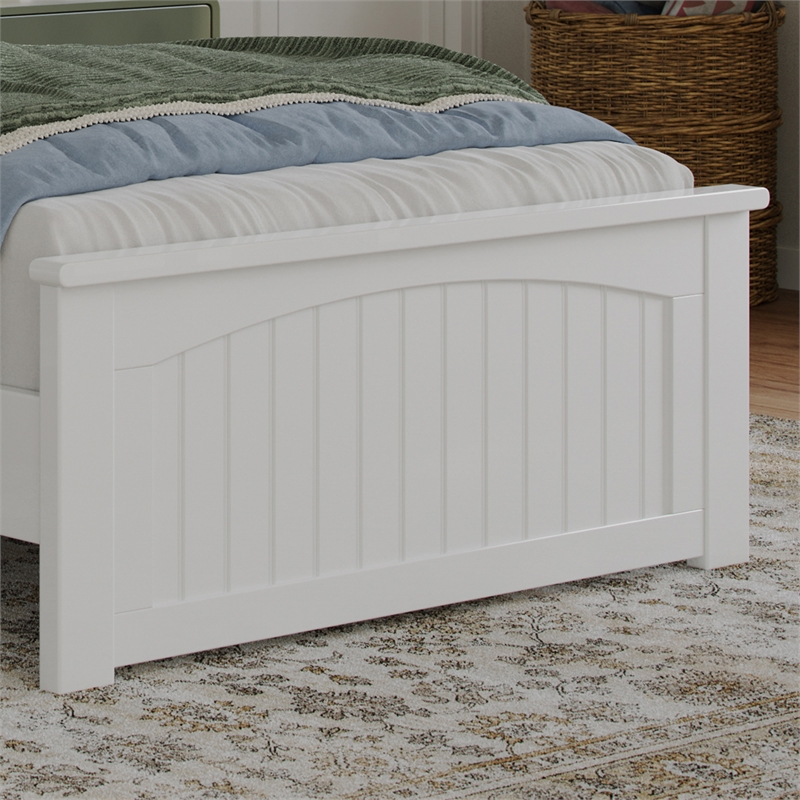 Naples Twin XL Wood Low Profile Platform Bed with Matching Footboard in White