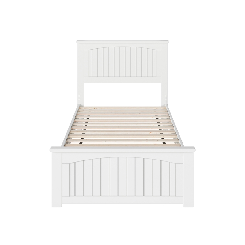 Naples Twin XL Wood Low Profile Platform Bed with Matching Footboard in White