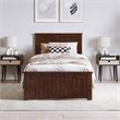 Naples Twin XL Wood Low Profile Platform Bed with Matching Footboard in Walnut