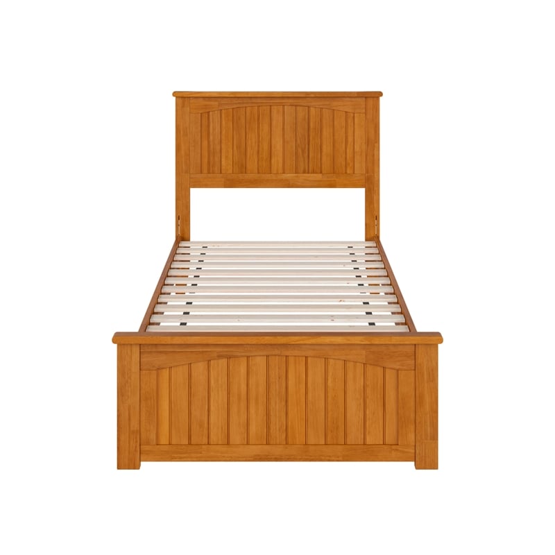 Naples Twin XL Low Profile Platform Bed with Matching Footboard in Light Toffee