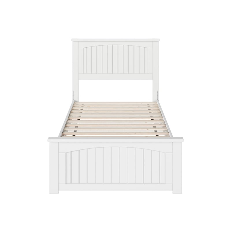 Naples Twin Wood Low Profile Platform Bed with Matching Footboard in White