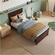 Naples Twin Wood Low Profile Platform Bed with Matching Footboard in Walnut