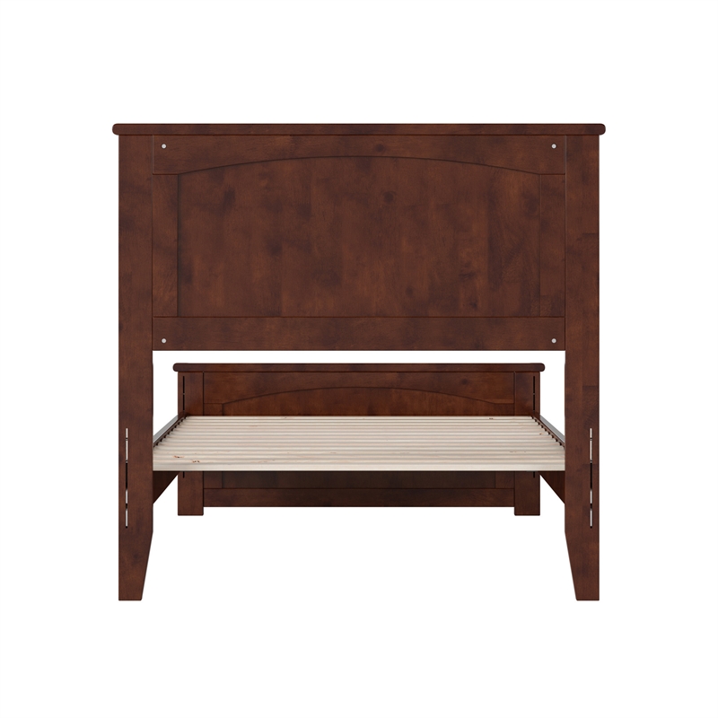 Naples Twin Wood Low Profile Platform Bed with Matching Footboard in Walnut