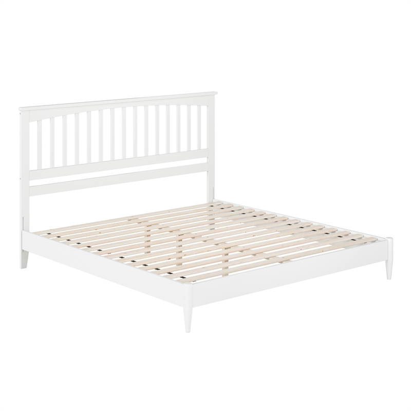 Becket King Wood Low Profile Platform Bed in White