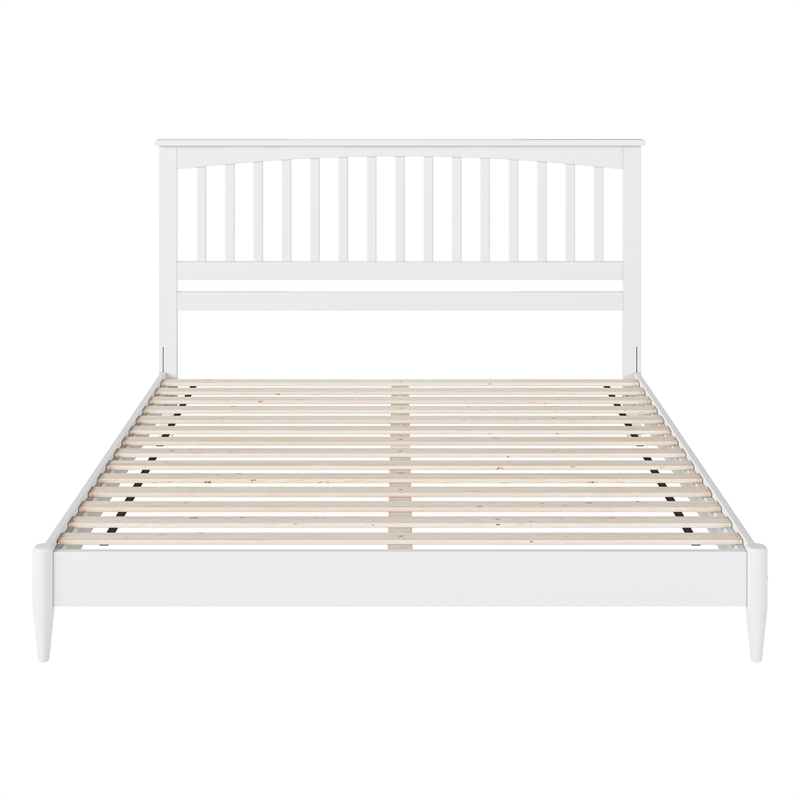 Becket King Wood Low Profile Platform Bed in White