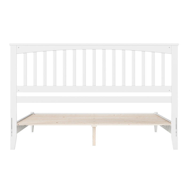 Becket King Wood Low Profile Platform Bed in White