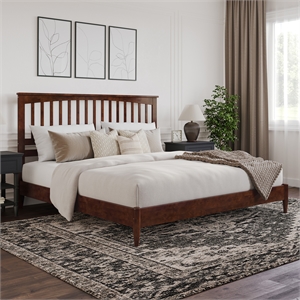 Becket King Wood Low Profile Platform Bed in Walnut