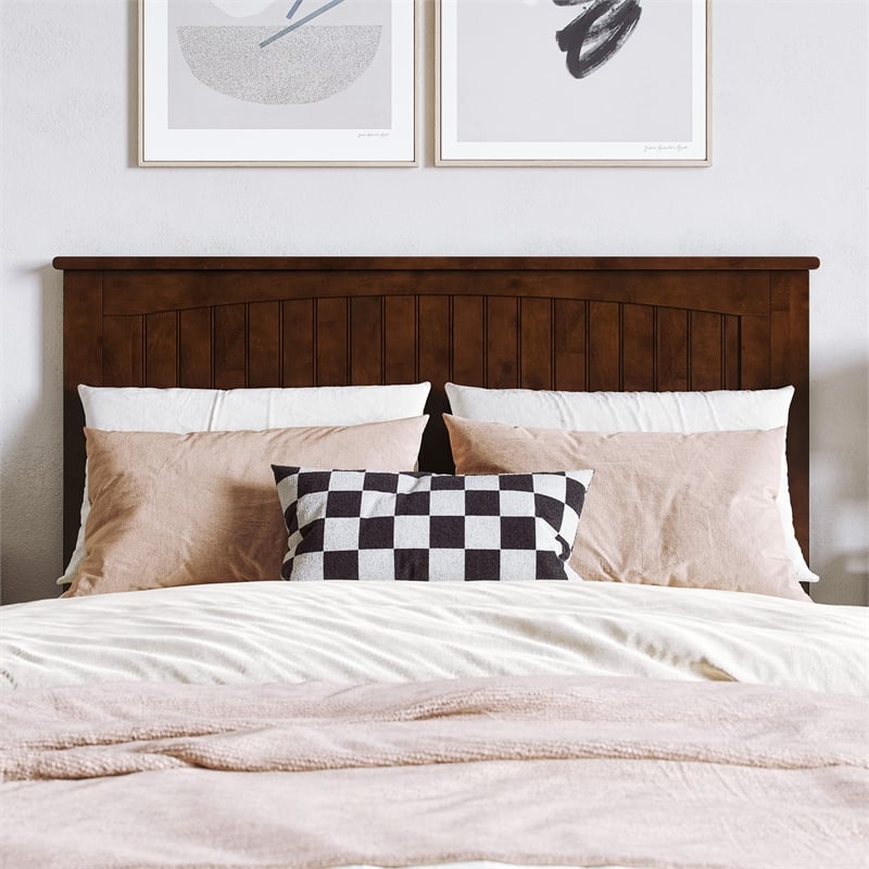 Naples Full Wood Low Profile Platform Bed with Matching Footboard in Walnut