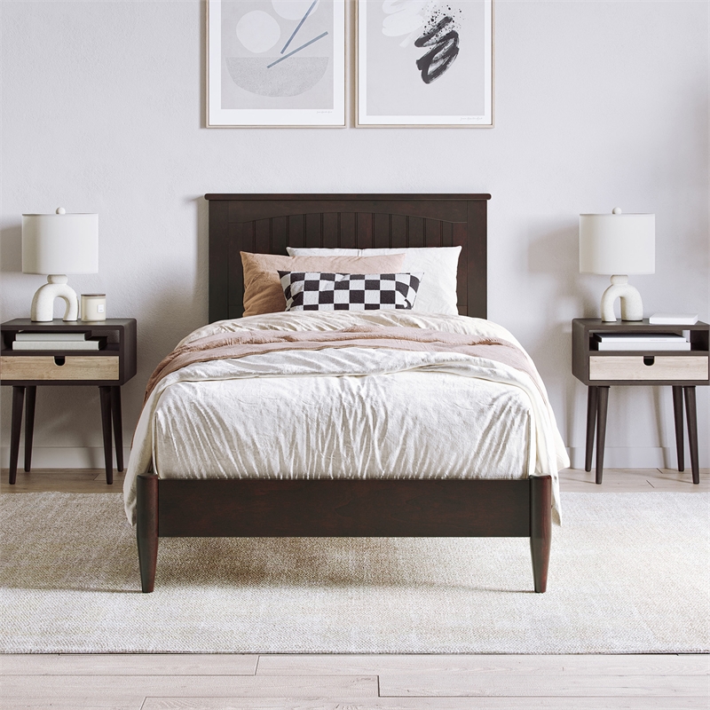 Naples Twin XL Wood Low Profile Platform Bed in Espresso