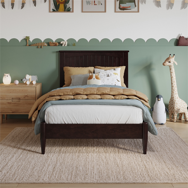 Naples Twin Wood Low Profile Platform Bed in Espresso