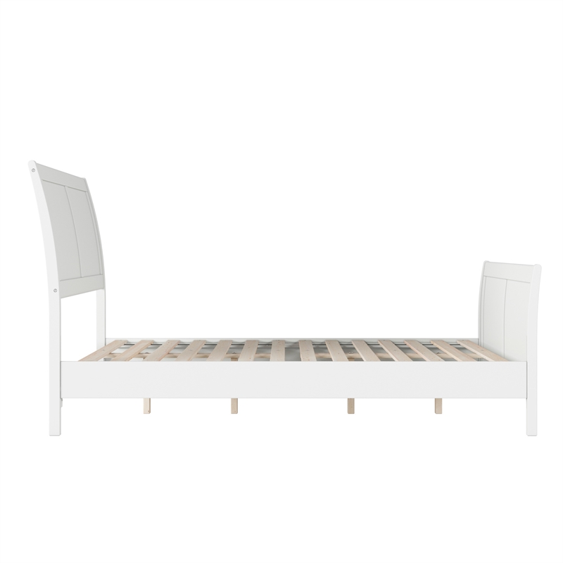 Valencia Full Low Profile Wood Platform Bed with Matching Footboard in White