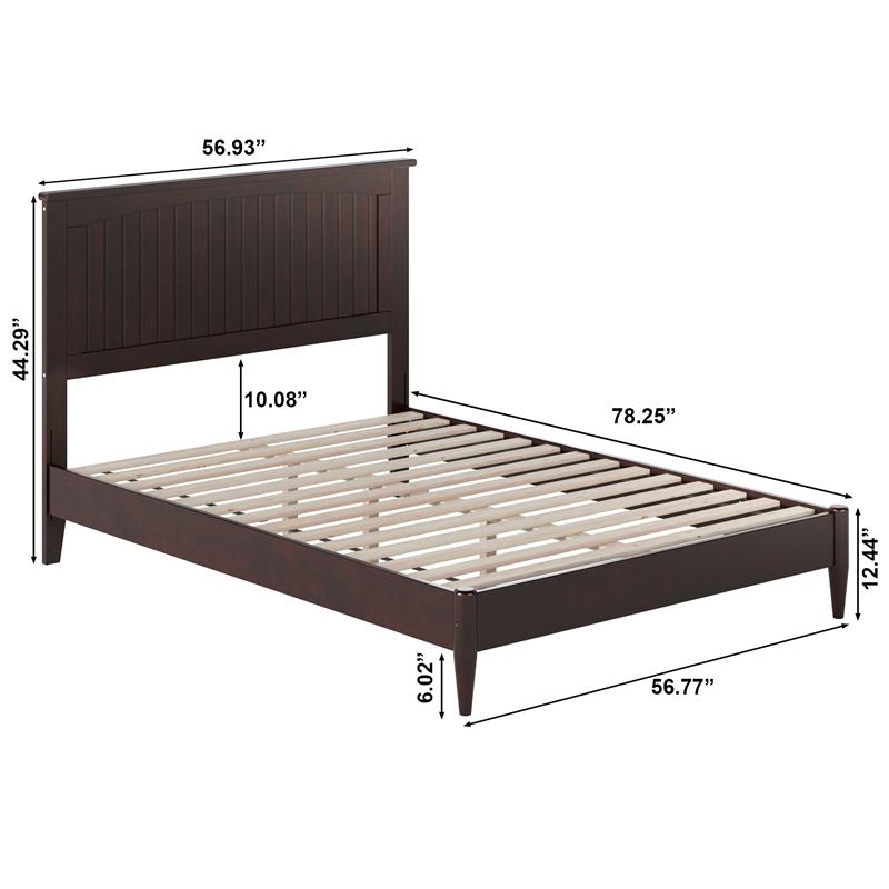 Naples Full Wood Low Profile Platform Bed in Espresso
