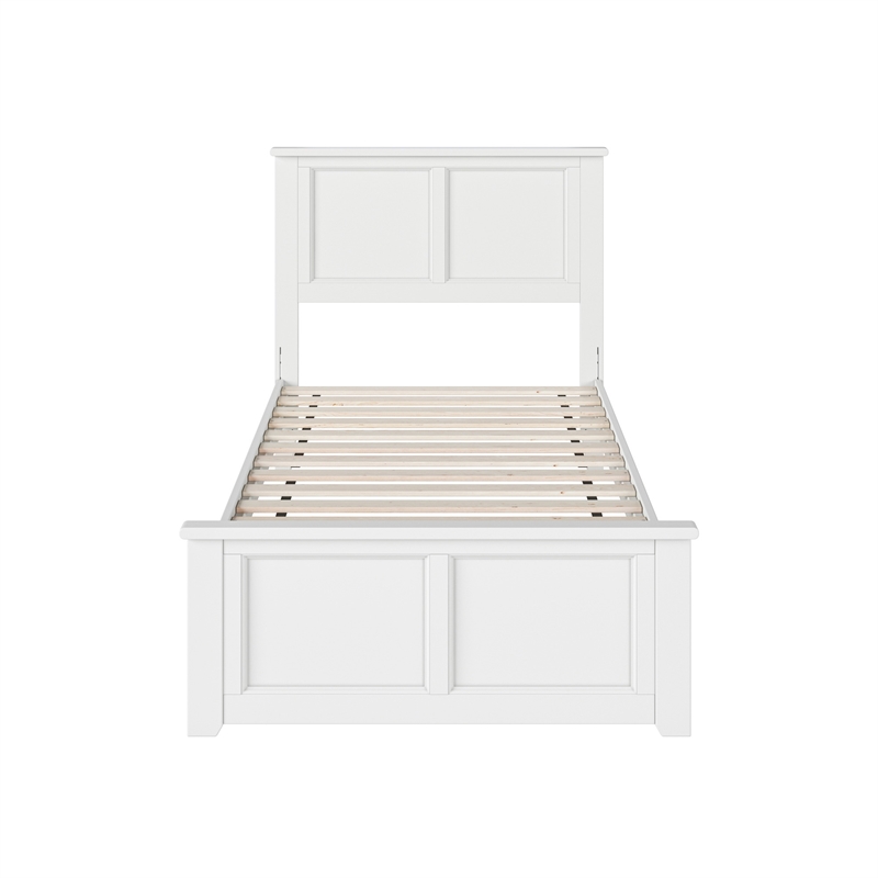 Charlotte Twin Wood Low Profile Platform Bed with Matching Footboard in White
