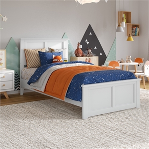 Charlotte Twin Wood Low Profile Platform Bed with Matching Footboard in White